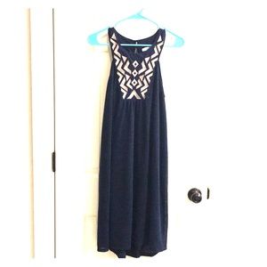 Maternity sundress. Navy/gold. Size Medium.